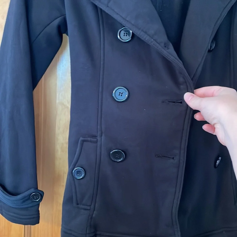 Women’s Black Pea Coat - Picture 3 of 4